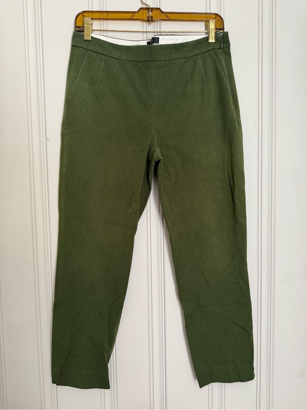 J. Crew Martie Side Zip Olive Green Straight Leg Pants